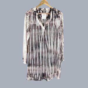 YAUVAN TIE DYE STRIPED SEMI-SHEER COVER UP DRESS